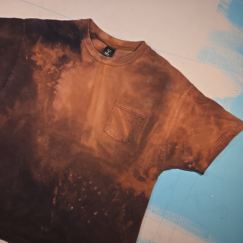 VTG XL Galaxy Outer Space T-Shirt Custom Bleach Dye Pocket 24x27 Hanes Beefy Tee